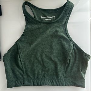 Outdoor Voices dark green high-neck S top / bra